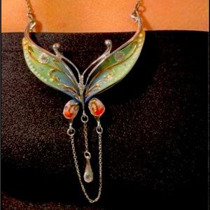 Dragonfly silver tone necklace